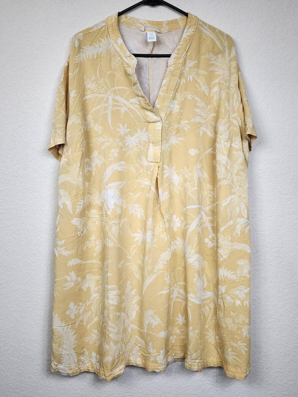 H&M XXL Yellow Floral Print Short Sleeve Dress